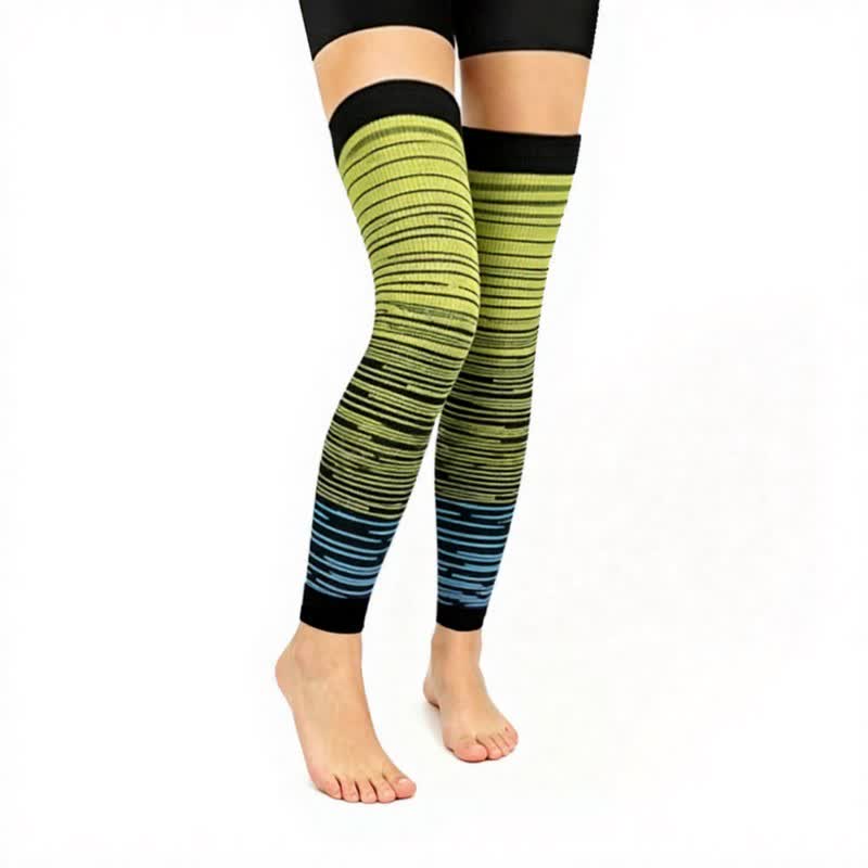 Gradient Stripe Thigh High Compression Sleeves(3 Pairs) - Yellow - L/XL - image 2
