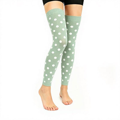 Green Polka Dots Thigh High Compression Sleeves(3 Pairs) - Green - L/XL - image 1