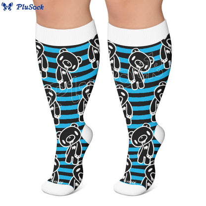 Plus Size Red Stripe Bat Skull Compression Socks - image 6