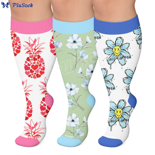 Plus Size Doodle Floral Compression Socks - image 0