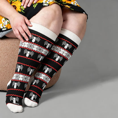 Plus Size Halloween Spider Compression Socks - Black - 4XL - image 1