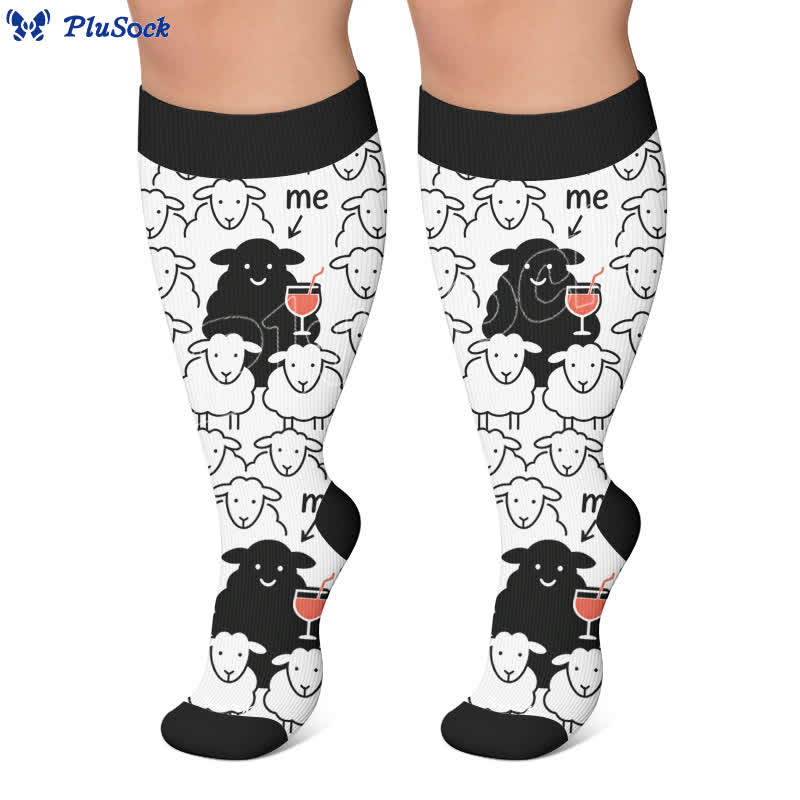 Plus Size Sheep Compression Socks - image 4