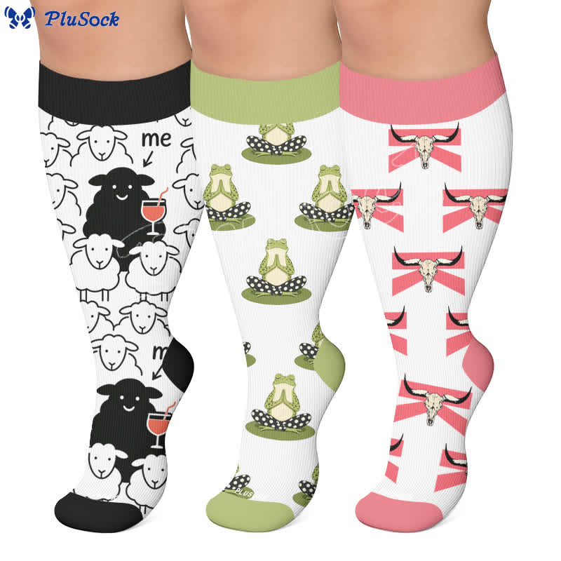 Plus Size Sheep Compression Socks - image 0