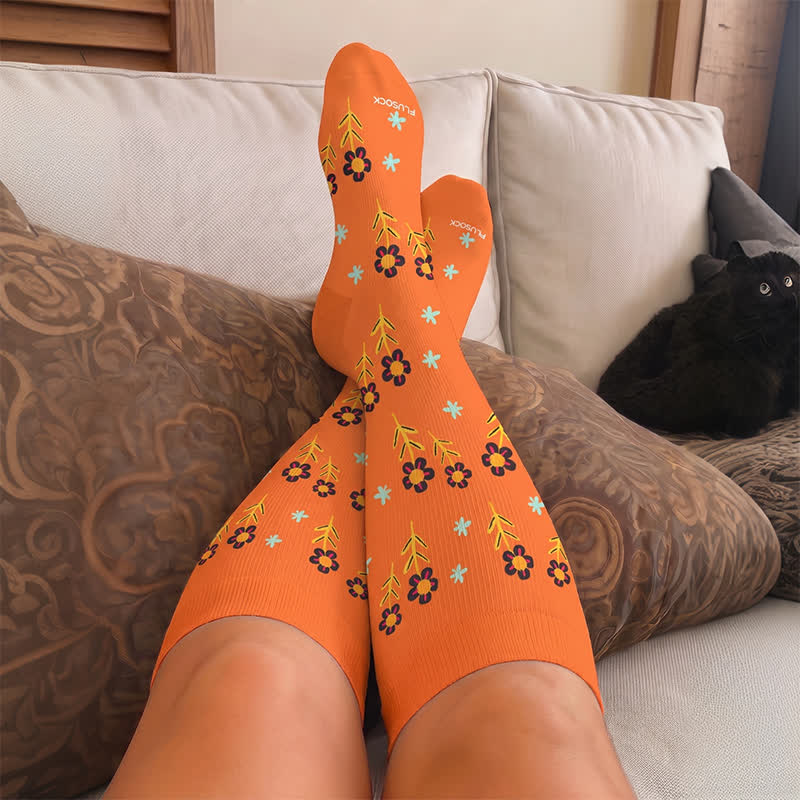 Plus Size Floral Smile Compression Socks - image 3