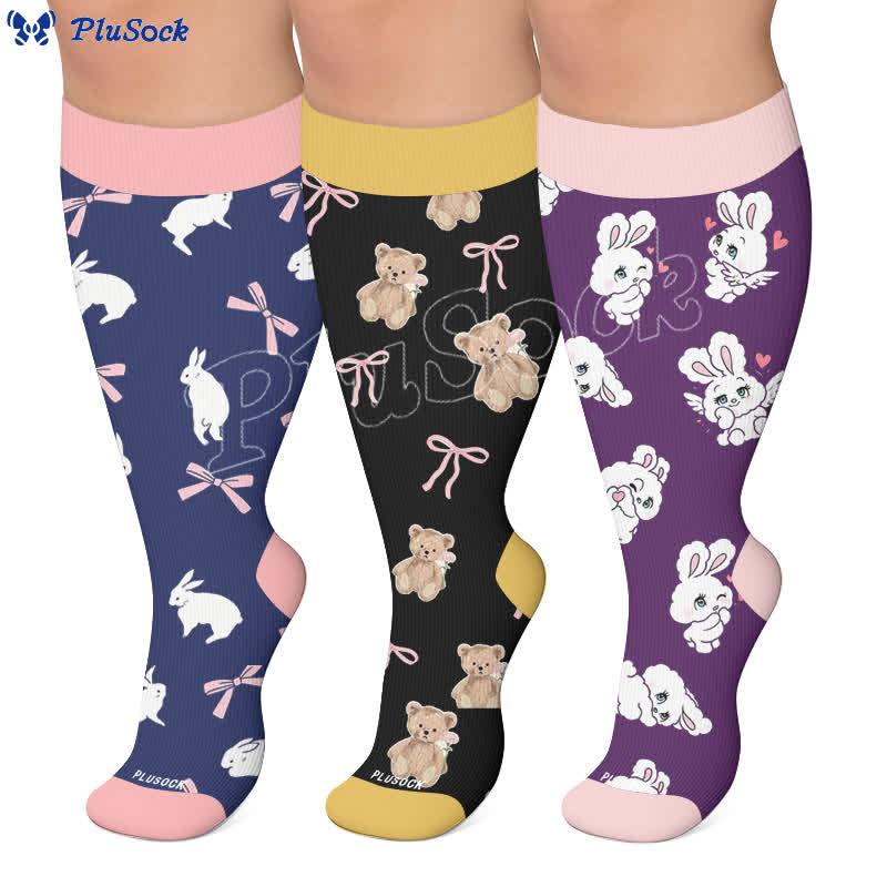 Plus Size Navy Bunny Compression Socks - image 0