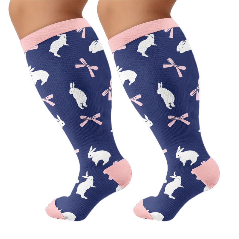 Plus Size Navy Bunny Compression Socks - image 8