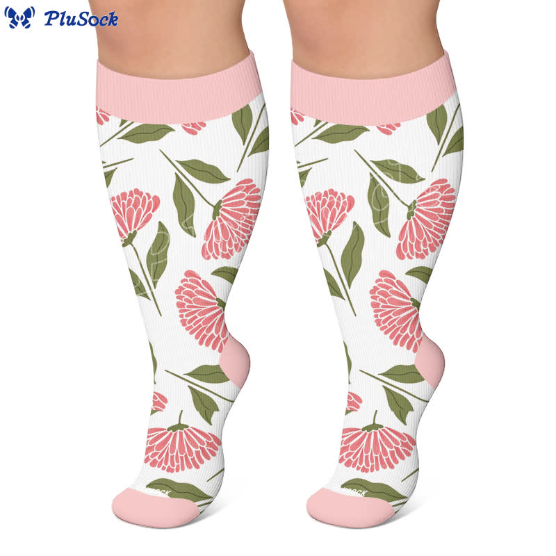 Plus Size Navy Leaf Compression Socks - image 6