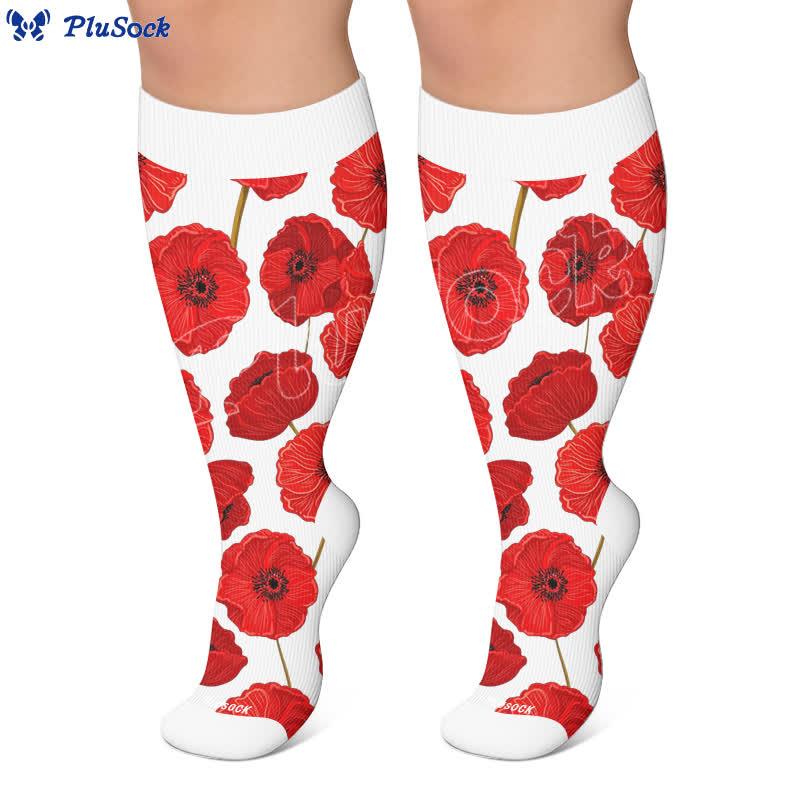 Plus Size Navy Leaf Compression Socks - image 5