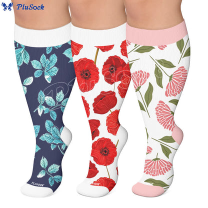 Plus Size Navy Leaf Compression Socks - image 0