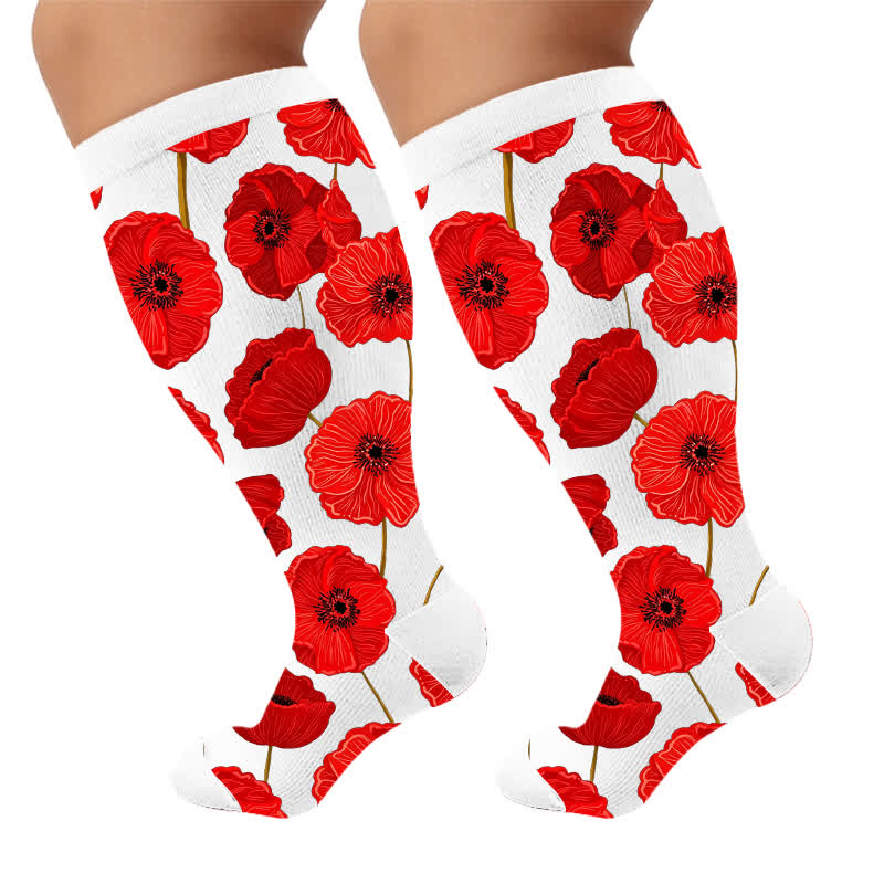 Plus Size Navy Leaf Compression Socks - image 9