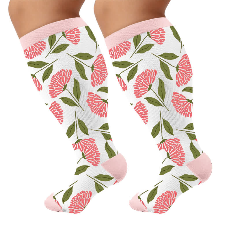 Plus Size Navy Leaf Compression Socks - image 10