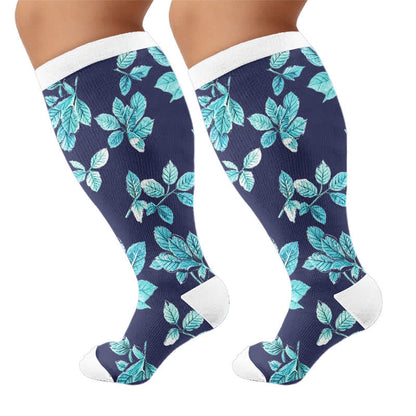 Plus Size Navy Leaf Compression Socks - image 8
