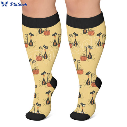 Plus Size Black Cat Ghost Compression Socks - image 5