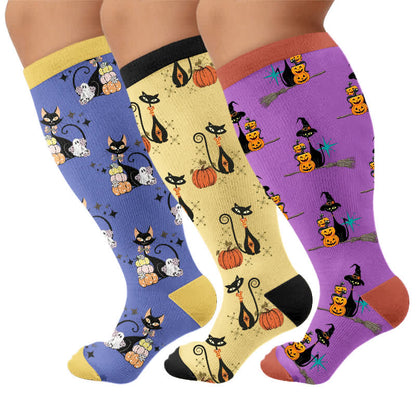 Plus Size Black Cat Ghost Compression Socks - image 7