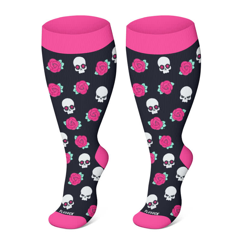 Plus Size Halloween Ghost Series Compression Socks - Rose - 4XL - image 13