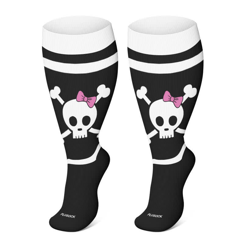 Plus Size Halloween Ghost Series Compression Socks - Black-A - 4XL - image 19