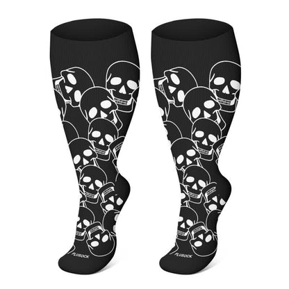 Plus Size Halloween Ghost Series Compression Socks - Black-D - 4XL - image 22