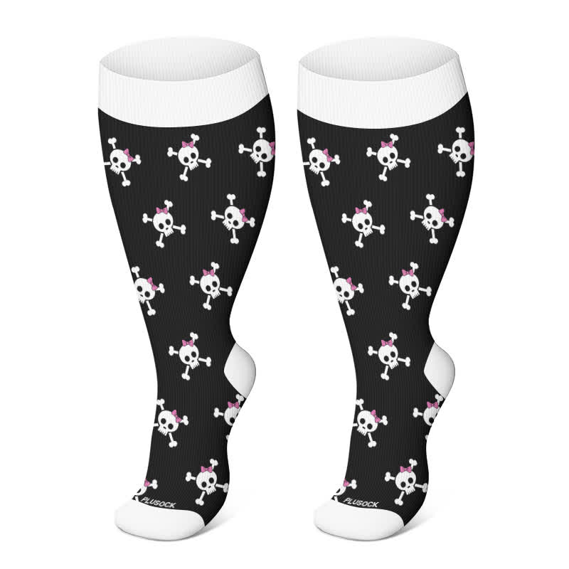 Plus Size Halloween Ghost Series Compression Socks - Black-B - 4XL - image 20