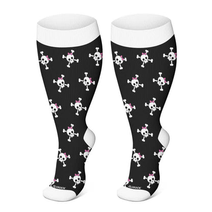 Plus Size Halloween Ghost Series Compression Socks - Black-B - 4XL - image 20