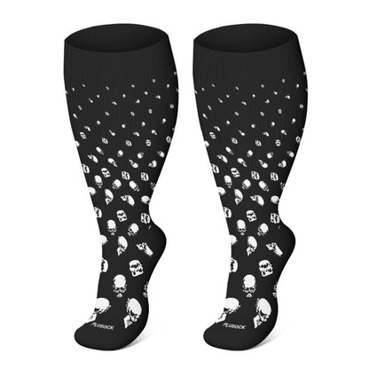 Plus Size Halloween Ghost Series Compression Socks - Black-C - 4XL - image 21