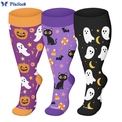 Plus Size Halloween Floral Skull  Series Compression Socks - image 8