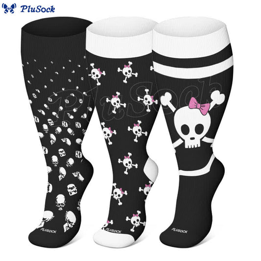 Plus Size Halloween Large Skull Print Compression Socks - image 0