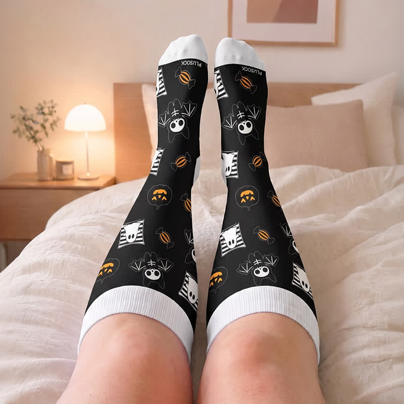 Plus Size Neon Skull Compression Socks - Black - 4XL - image 2