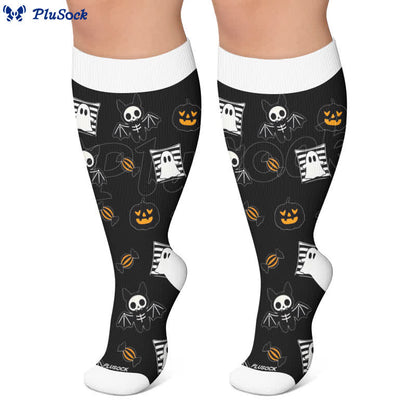 Plus Size Neon Skull Compression Socks - image 4