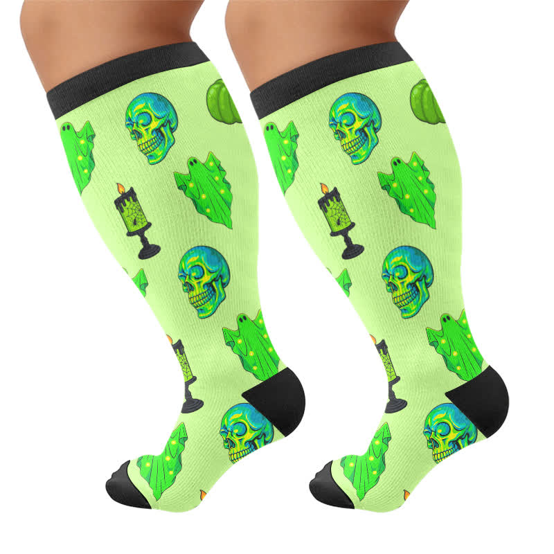 Plus Size Neon Skull Compression Socks - image 9