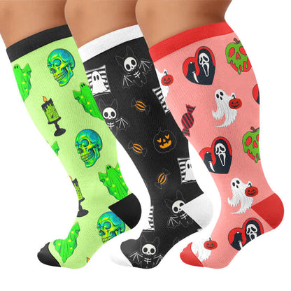 Plus Size Neon Skull Compression Socks - image 10
