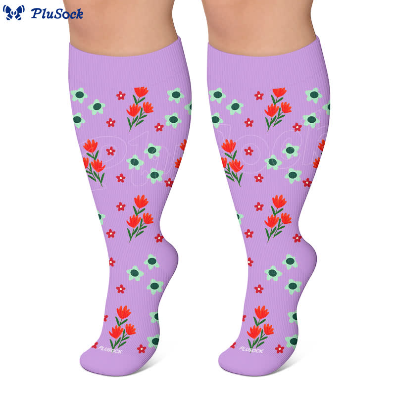 Plus Size Floral Beach Compression Socks - image 10