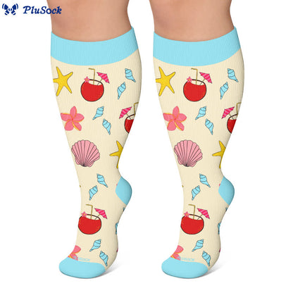 Plus Size Floral Beach Compression Socks - image 8