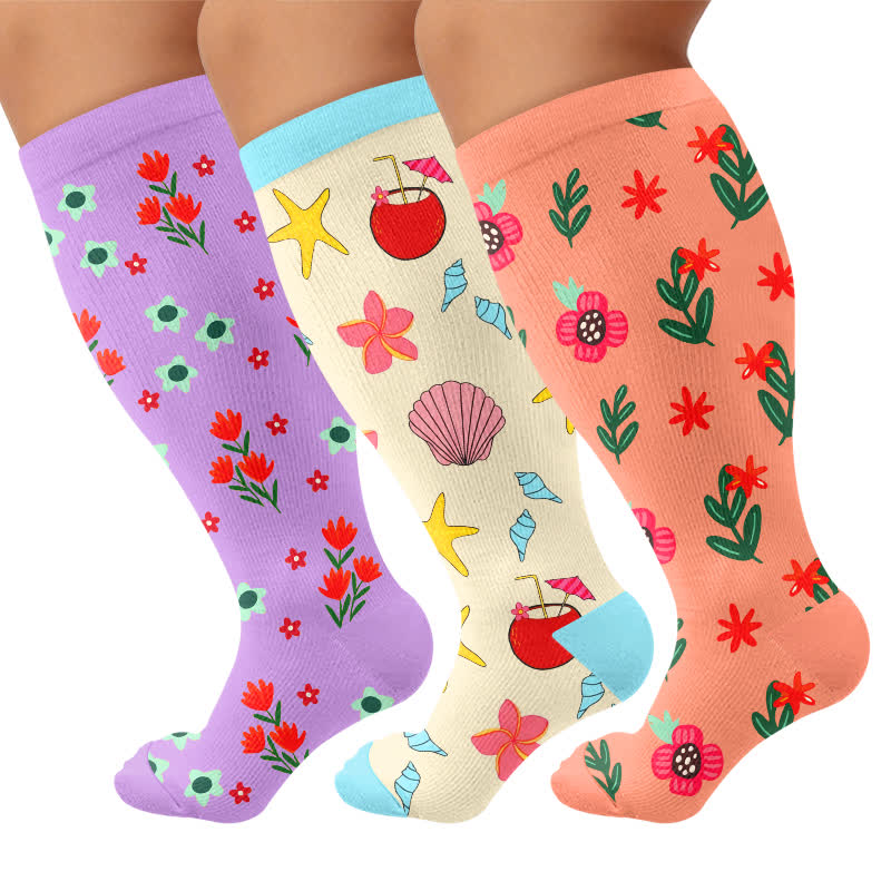 Plus Size Floral Beach Compression Socks - image 4