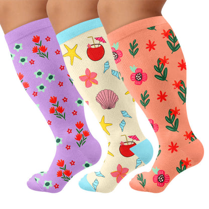 Plus Size Floral Beach Compression Socks - image 4