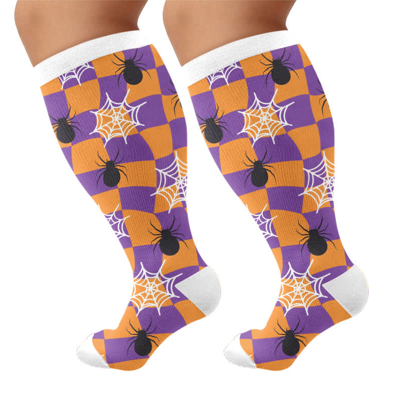 Plus Size Webs Bone Parade Compression Socks - Purple - 4XL - image 9