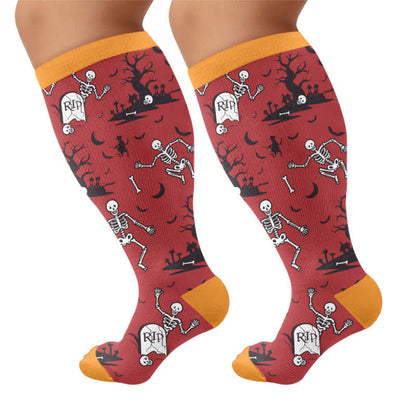 Plus Size Webs Bone Parade Compression Socks - Red - 4XL - image 8