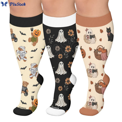 Plus Size Ghostly Autumn Tales Compression Socks - image 0