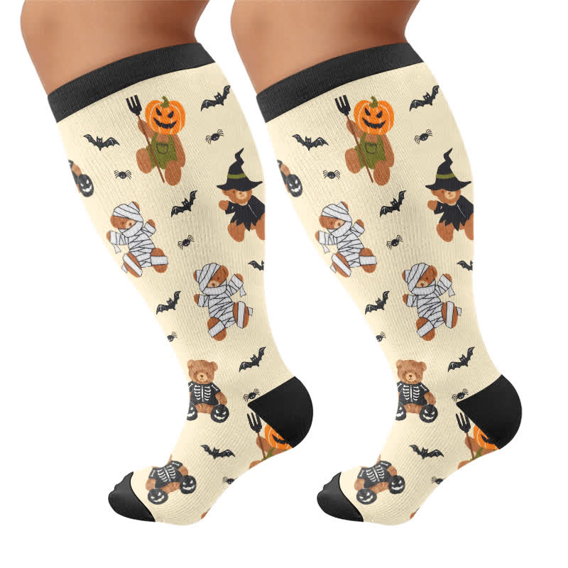 Plus Size Ghostly Autumn Tales Compression Socks - Beige - 4XL - image 8