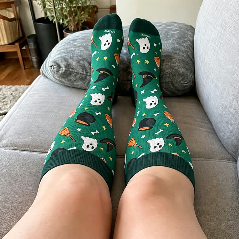 Plus Size Skeleton Party Compression Socks - image 1
