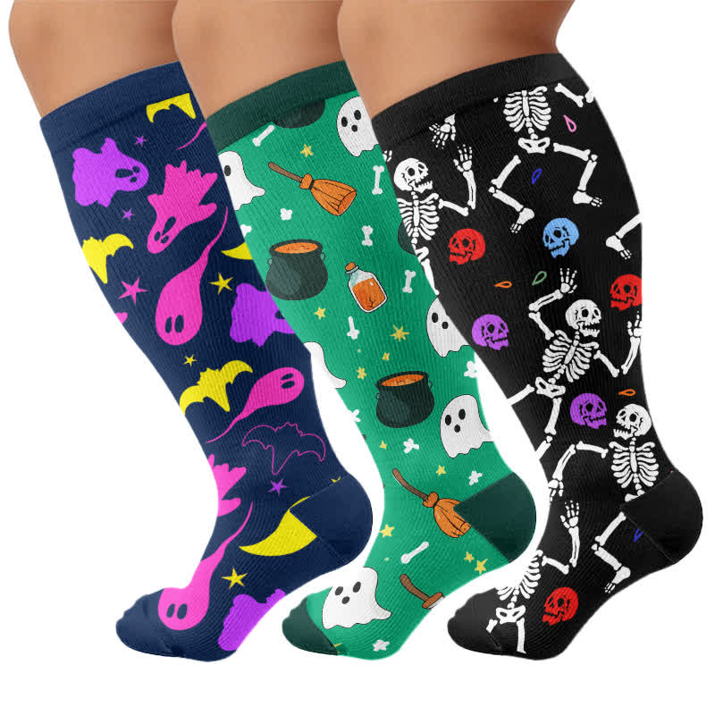 Plus Size Skeleton Party Compression Socks - image 4