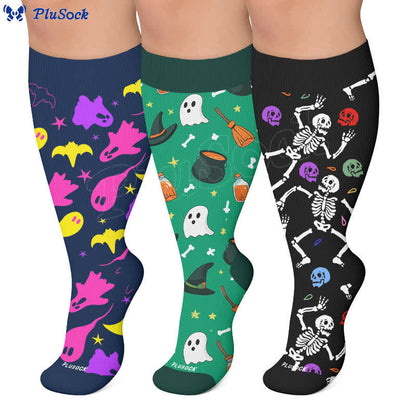 Plus Size Skeleton Party Compression Socks - image 0