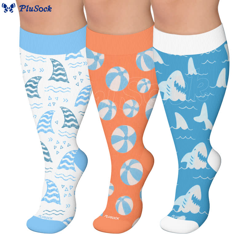 Plus Size Ocean Wave Compression Socks - image 0