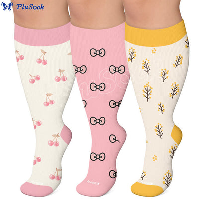 Plus Size Cherry Bow Compression Socks - image 0