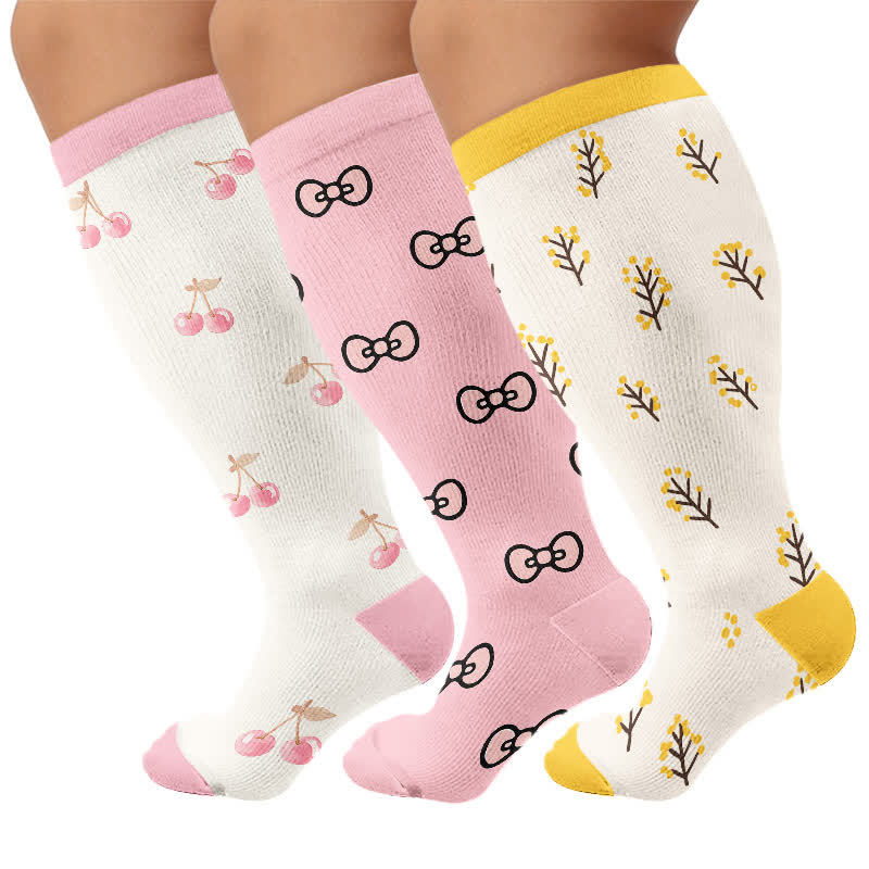 Plus Size Cherry Bow Compression Socks - image 4