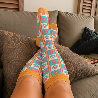 Plus Size Floral Patchwork Compression Socks - image 2