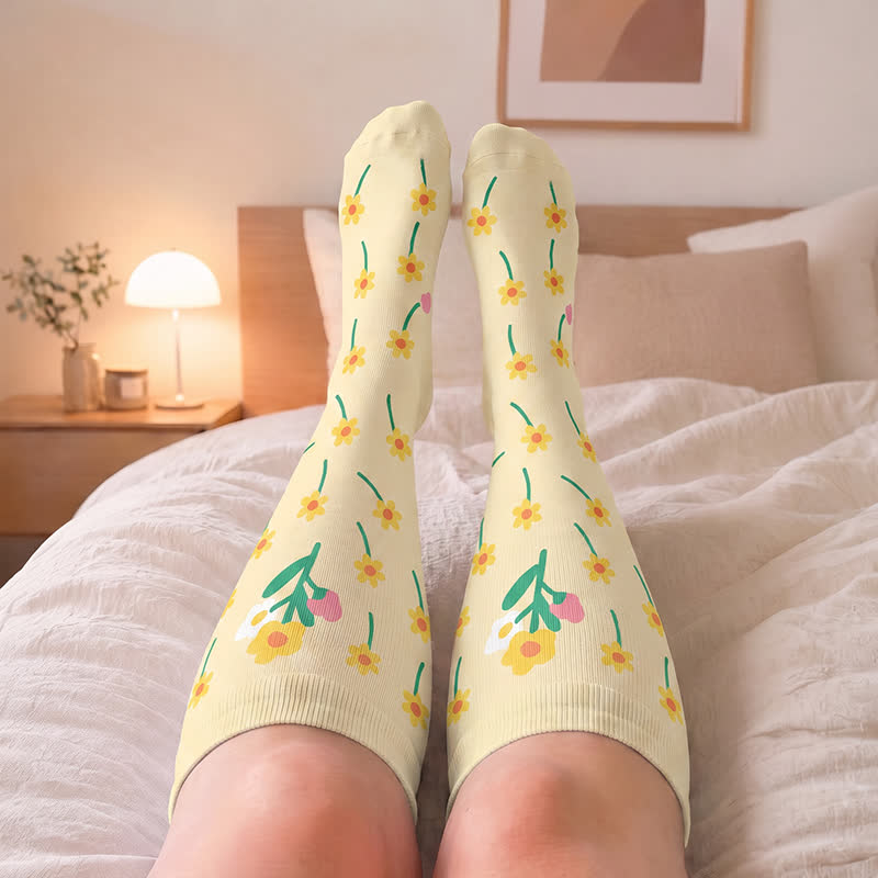 Plus Size Floral Patchwork Compression Socks - image 1
