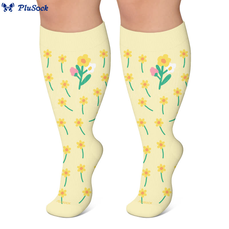Plus Size Floral Patchwork Compression Socks - image 10