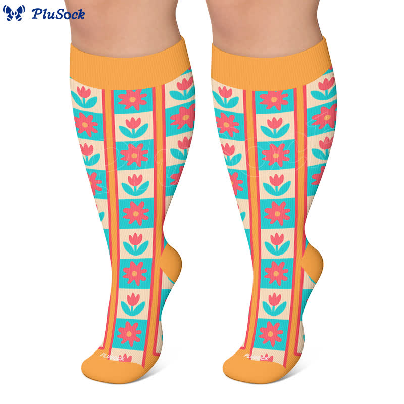 Plus Size Floral Patchwork Compression Socks - image 6