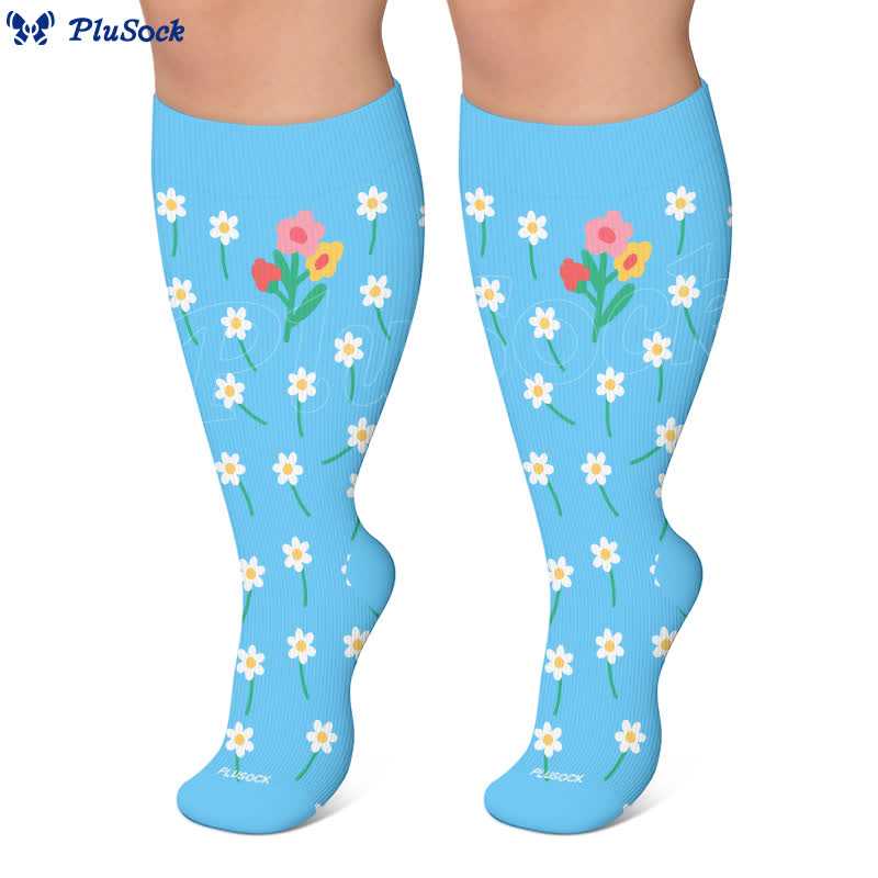 Plus Size Floral Patchwork Compression Socks - image 8