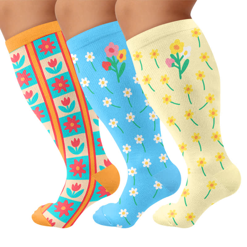 Plus Size Floral Patchwork Compression Socks - image 4